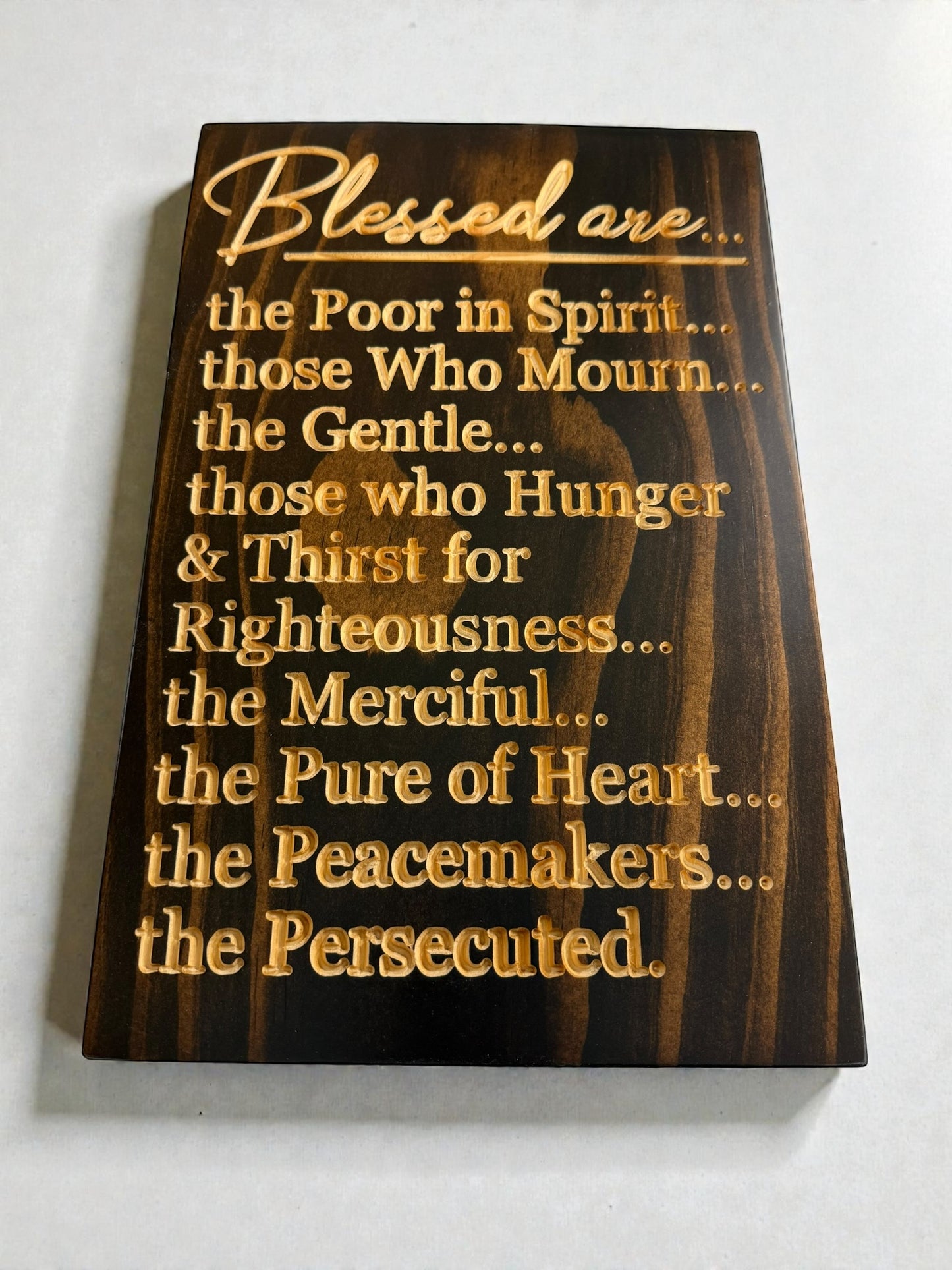 Beatitudes Sign (Matthew 5) | “Blessed Are…” Carved Wood Wall Art