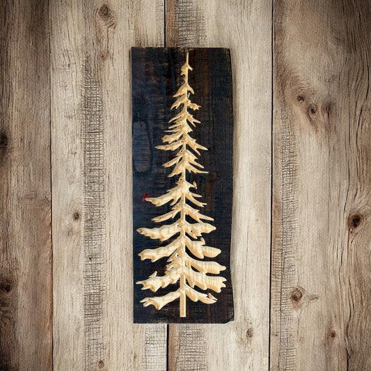 Live Edge Tree with Carved Cardinals – Handcrafted Wall Art | Optional Red Bird Accent | Rustic Decor | One-of-a-Kind Piece