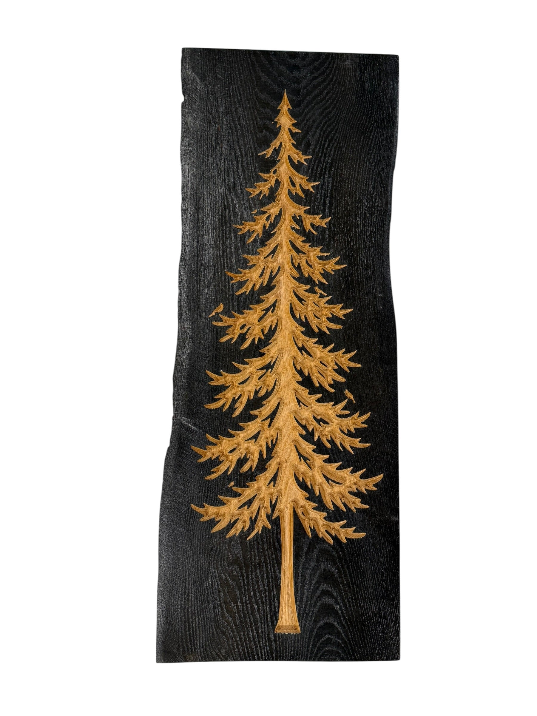 Frostpine live edge wood carved pine tree wall art by CARVEDN
