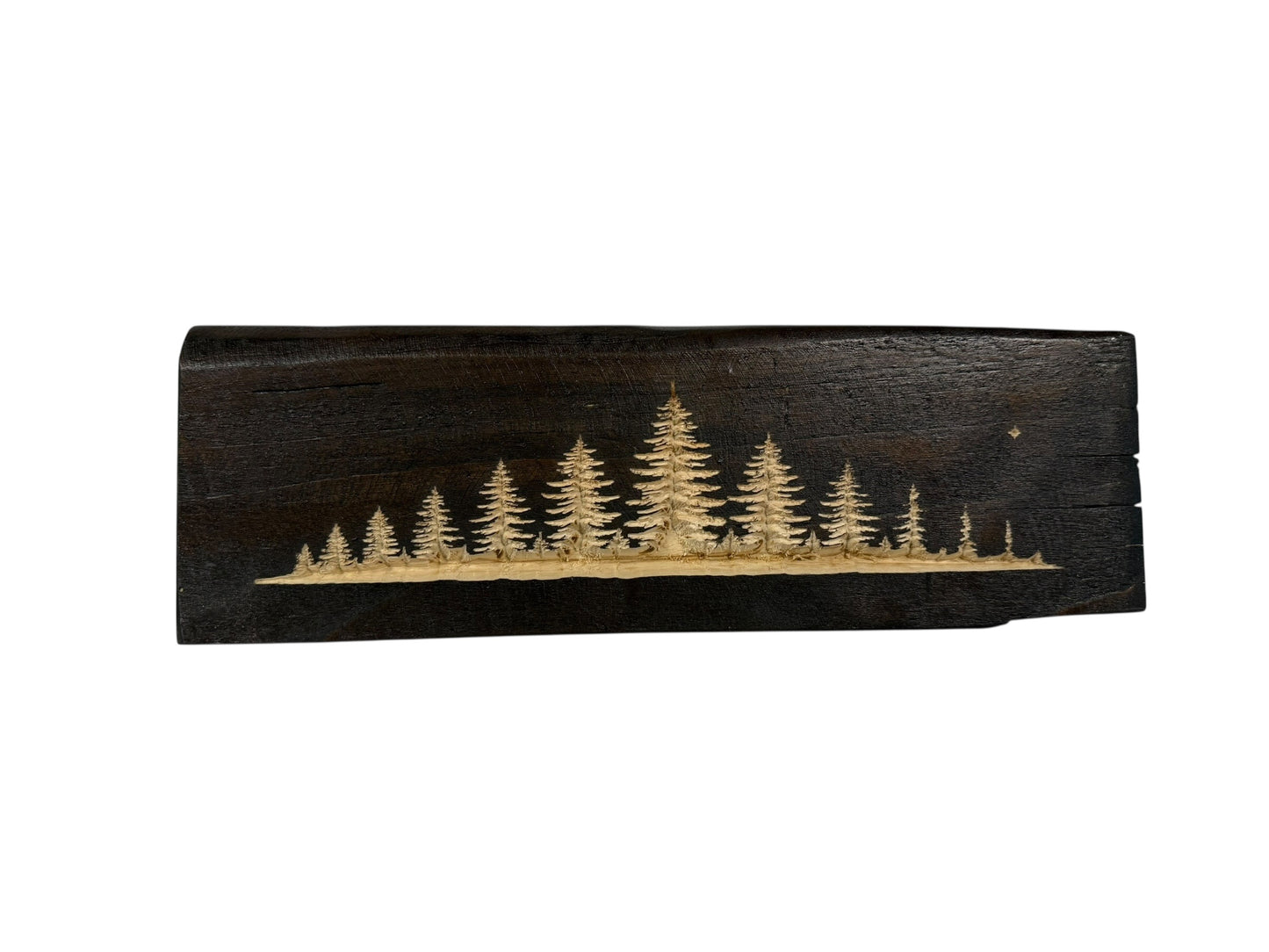 Midnight Pines — Live Edge Wood Shelf Art