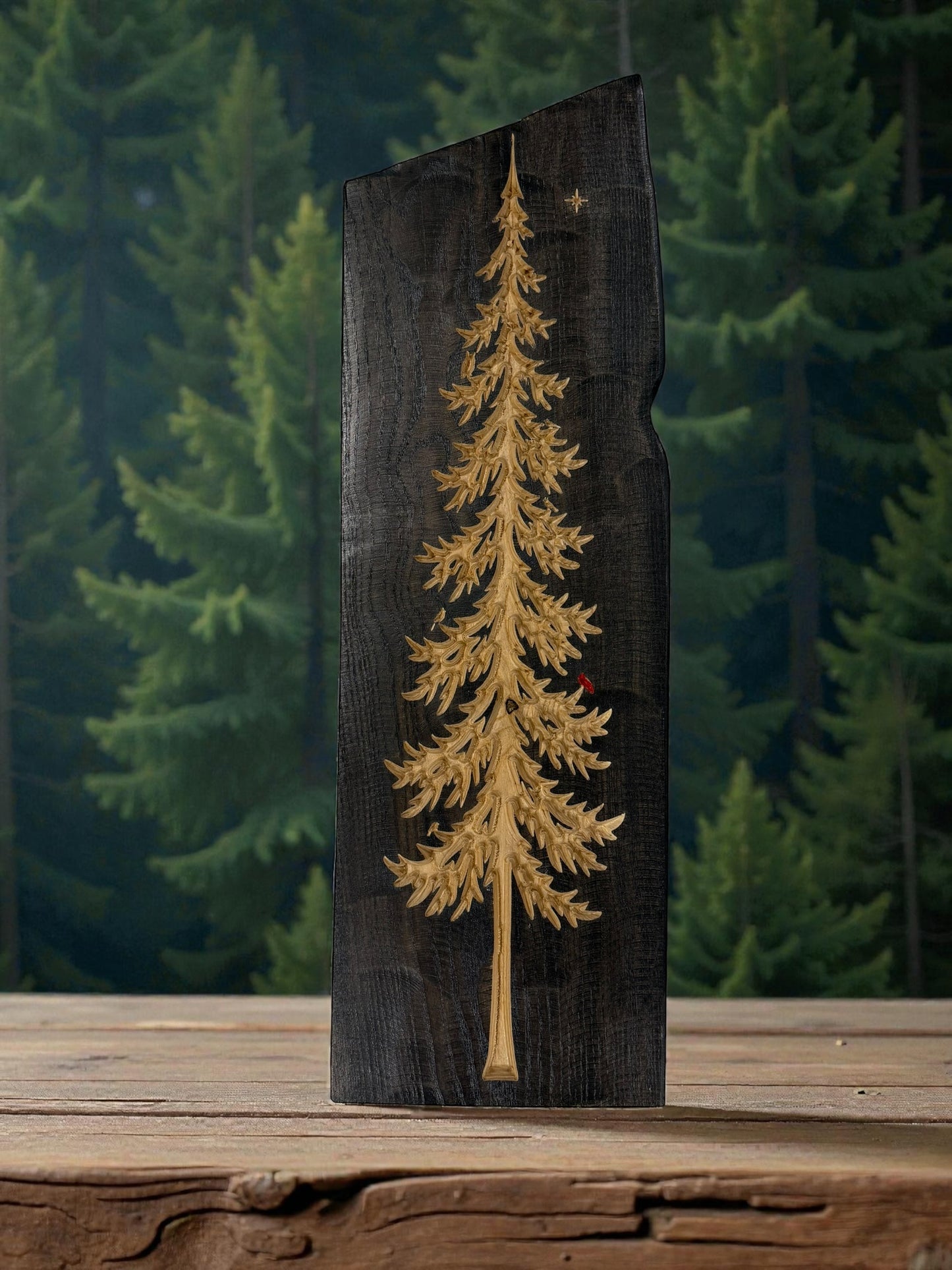 Frostpine — Live Edge Vertical Pine Tree Wall Art