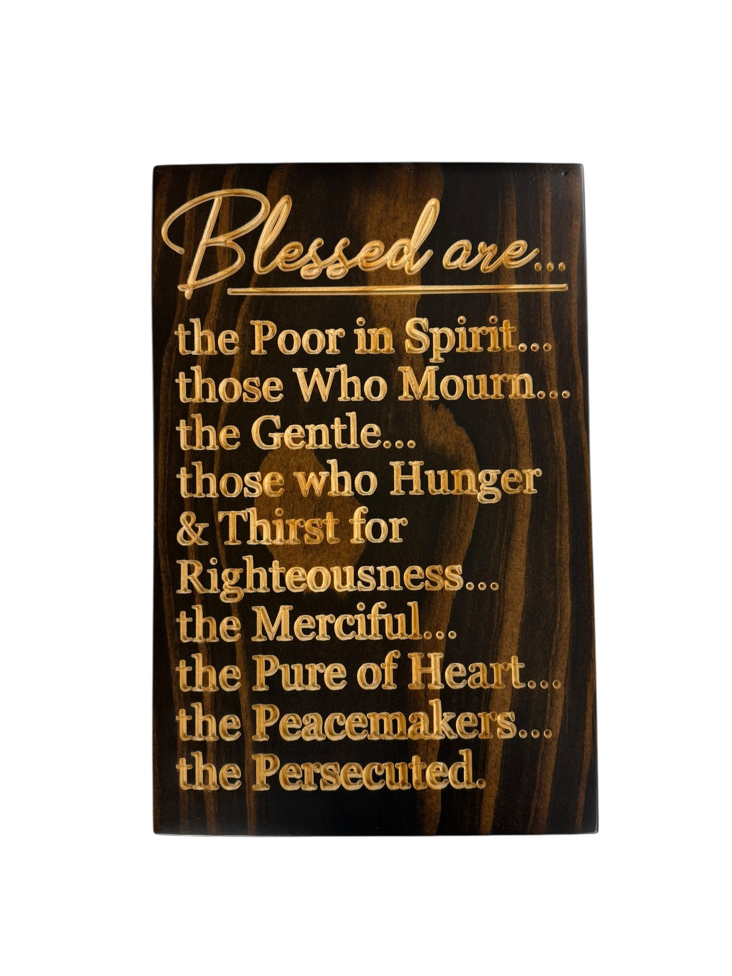 Beatitudes Sign (Matthew 5) | “Blessed Are…” Carved Wood Wall Art