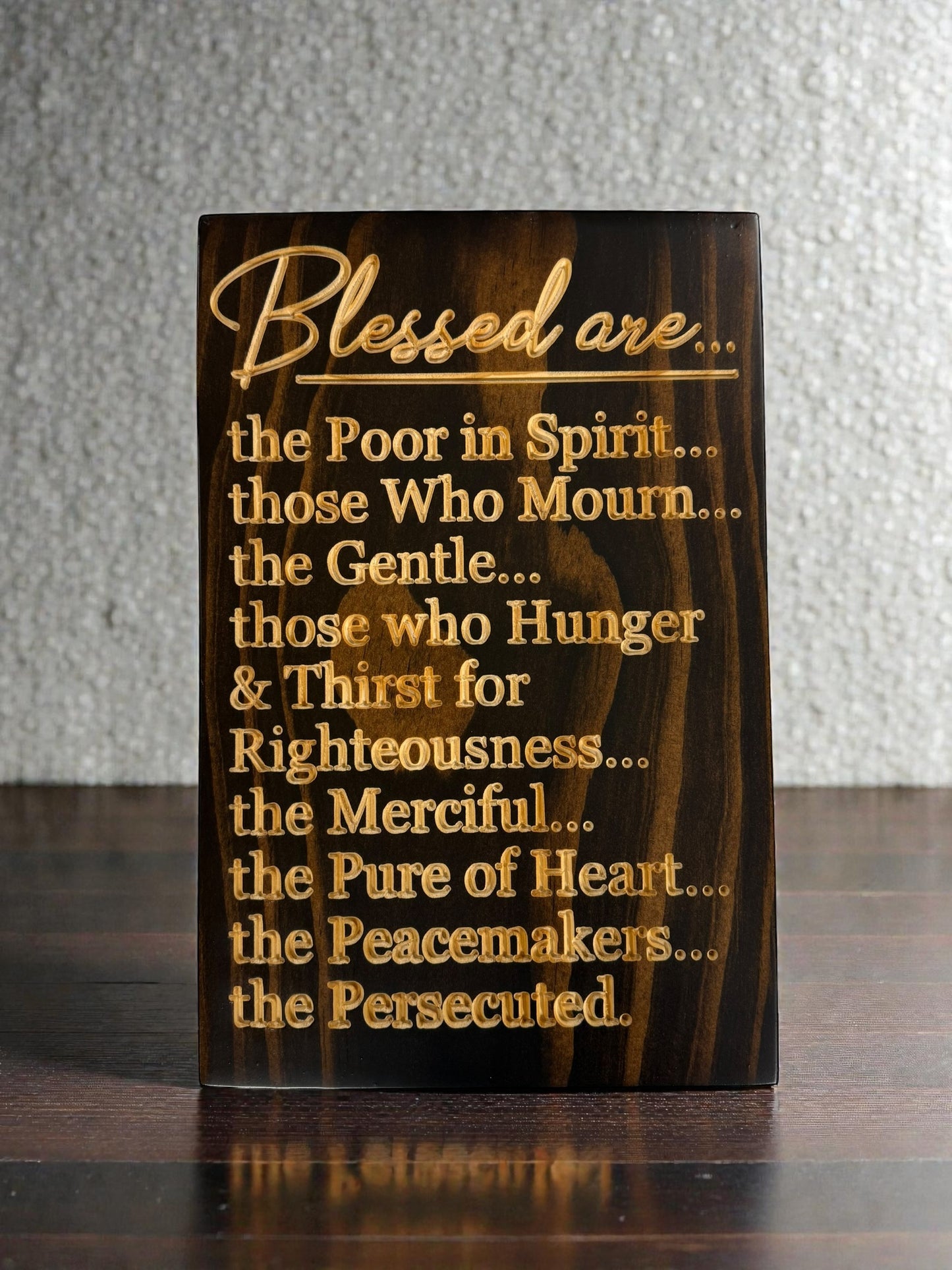 Beatitudes Sign (Matthew 5) | “Blessed Are…” Carved Wood Wall Art