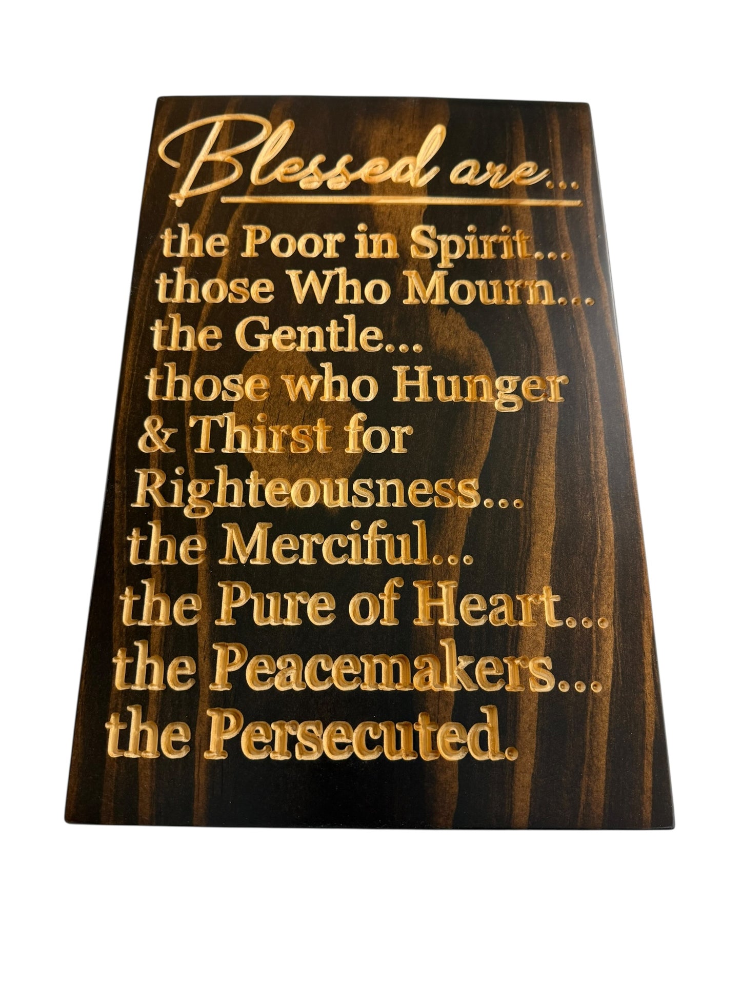Beatitudes Sign (Matthew 5) | “Blessed Are…” Carved Wood Wall Art