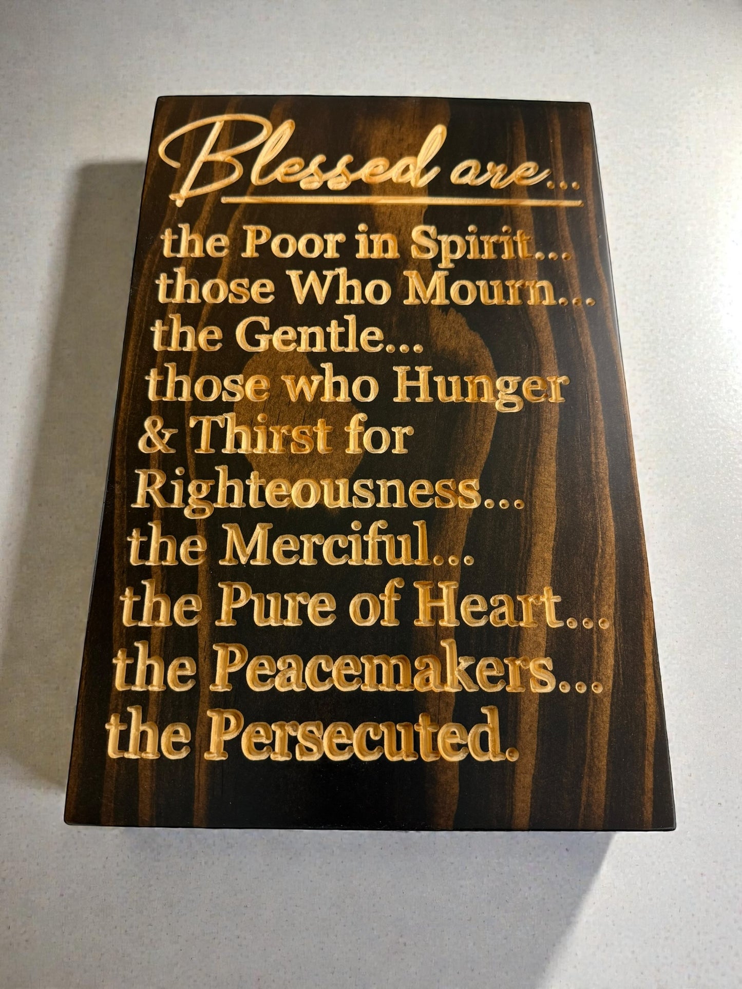 Beatitudes Sign (Matthew 5) | “Blessed Are…” Carved Wood Wall Art