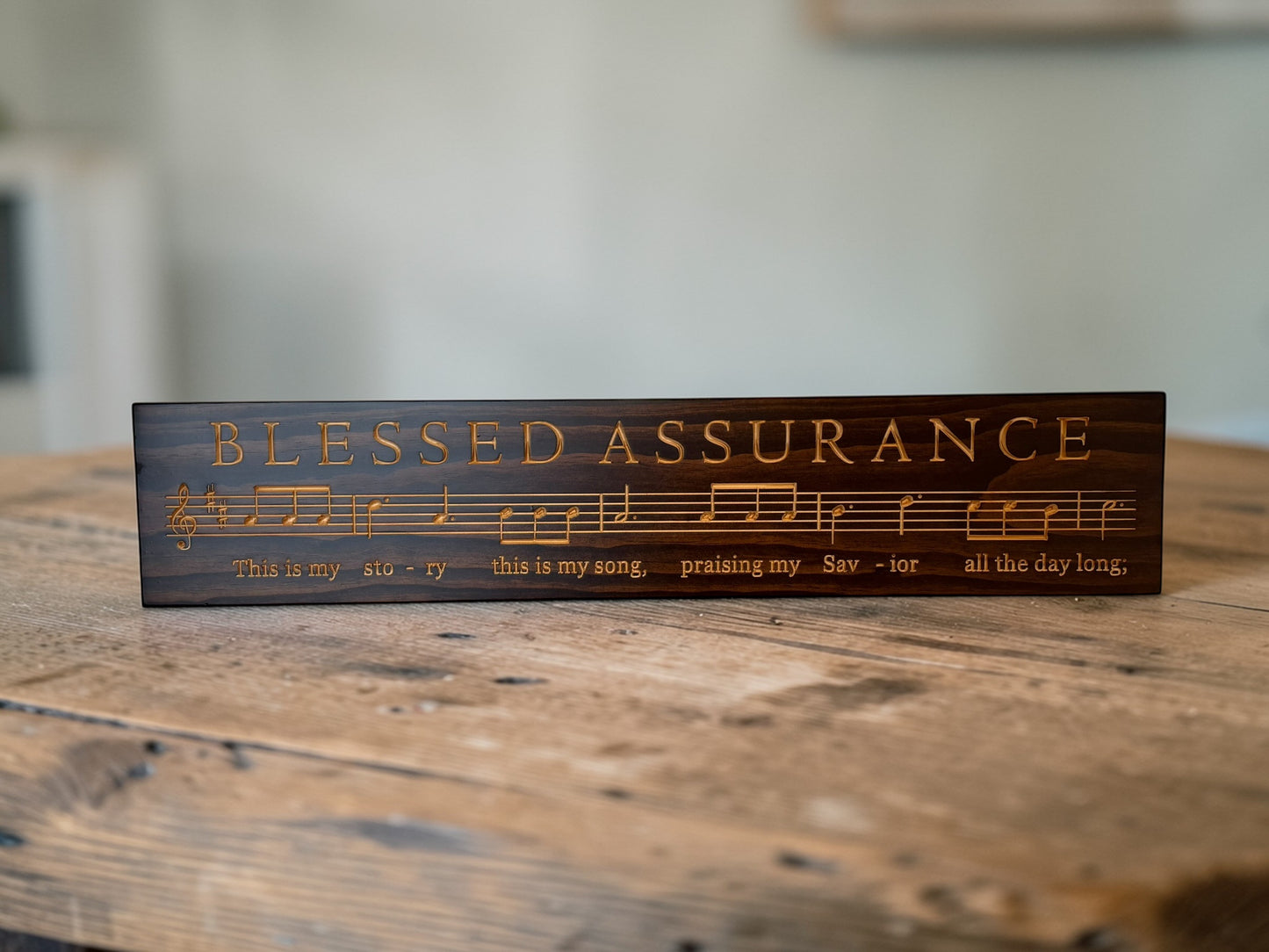 Blessed Assurance Hymn Wood Sign – 7” x 36”