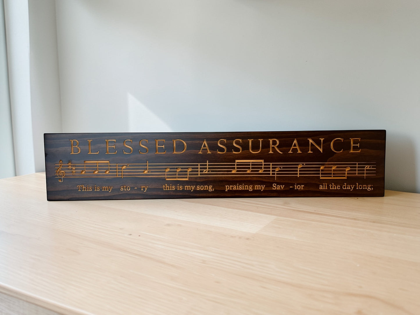 Blessed Assurance Hymn Wood Sign – 7” x 36”