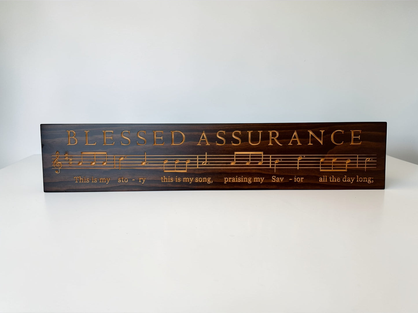 Blessed Assurance Hymn Wood Sign – 7” x 36”