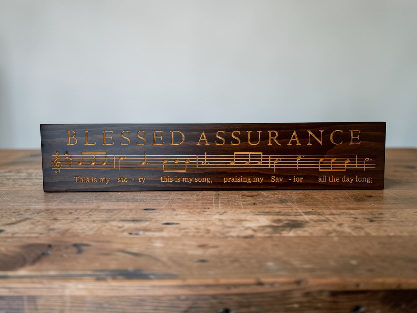 Blessed Assurance Hymn Wood Sign – 7” x 36”