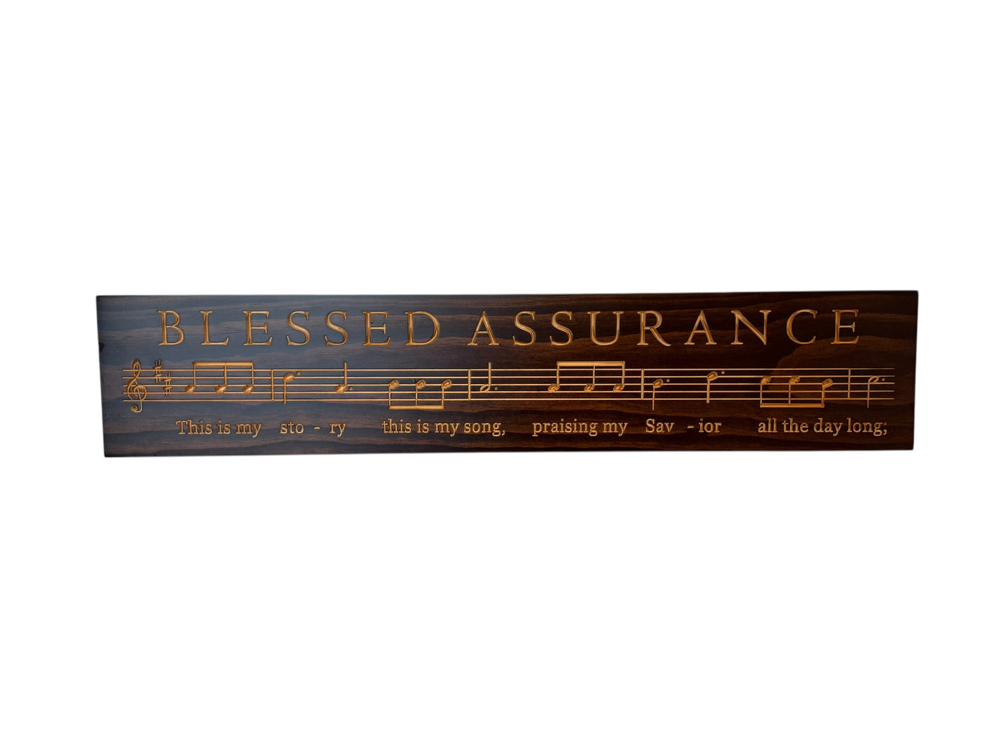 Blessed Assurance Hymn Wood Sign – 7” x 36”