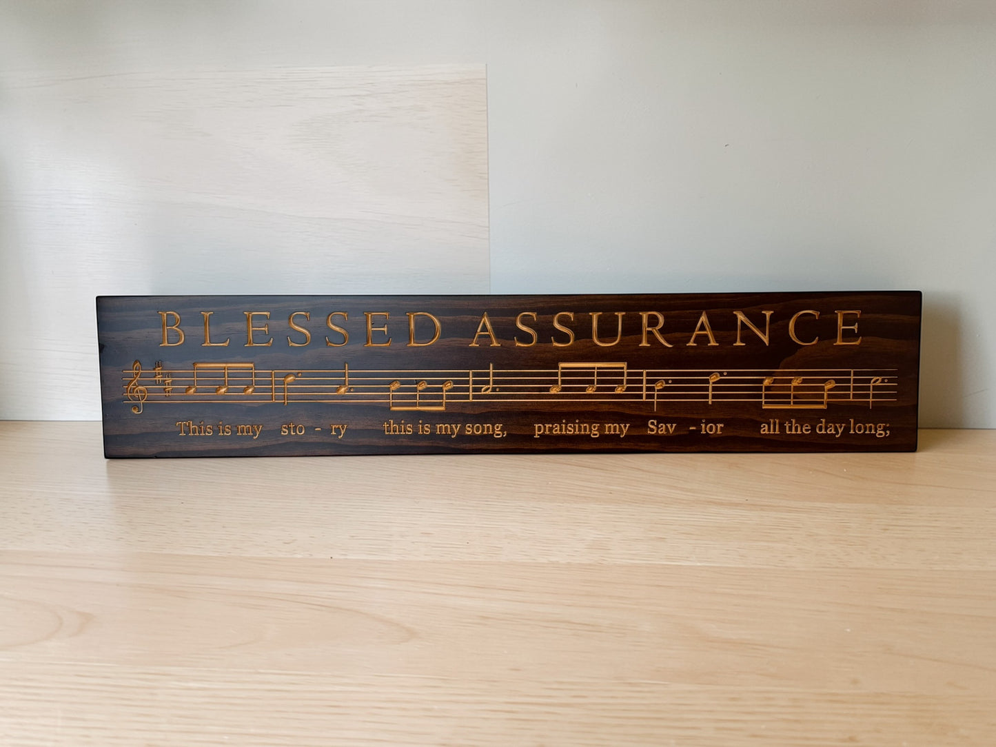 Blessed Assurance Hymn Wood Sign – 7” x 36”