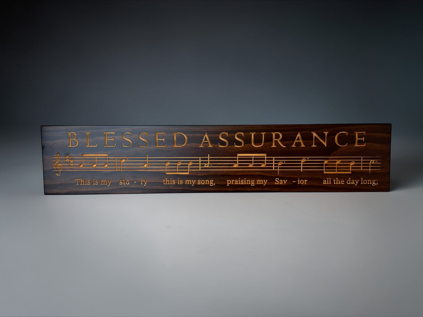 Blessed Assurance Hymn Wood Sign – 7” x 36”