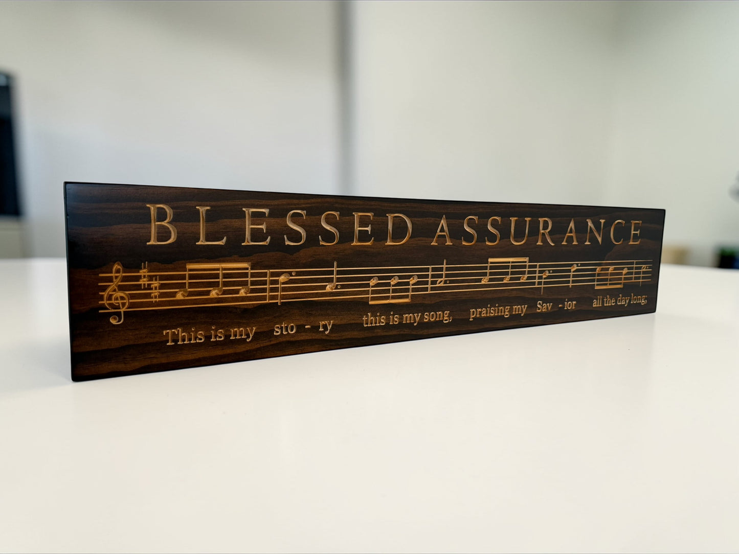 Blessed Assurance Hymn Wood Sign – 7” x 36”