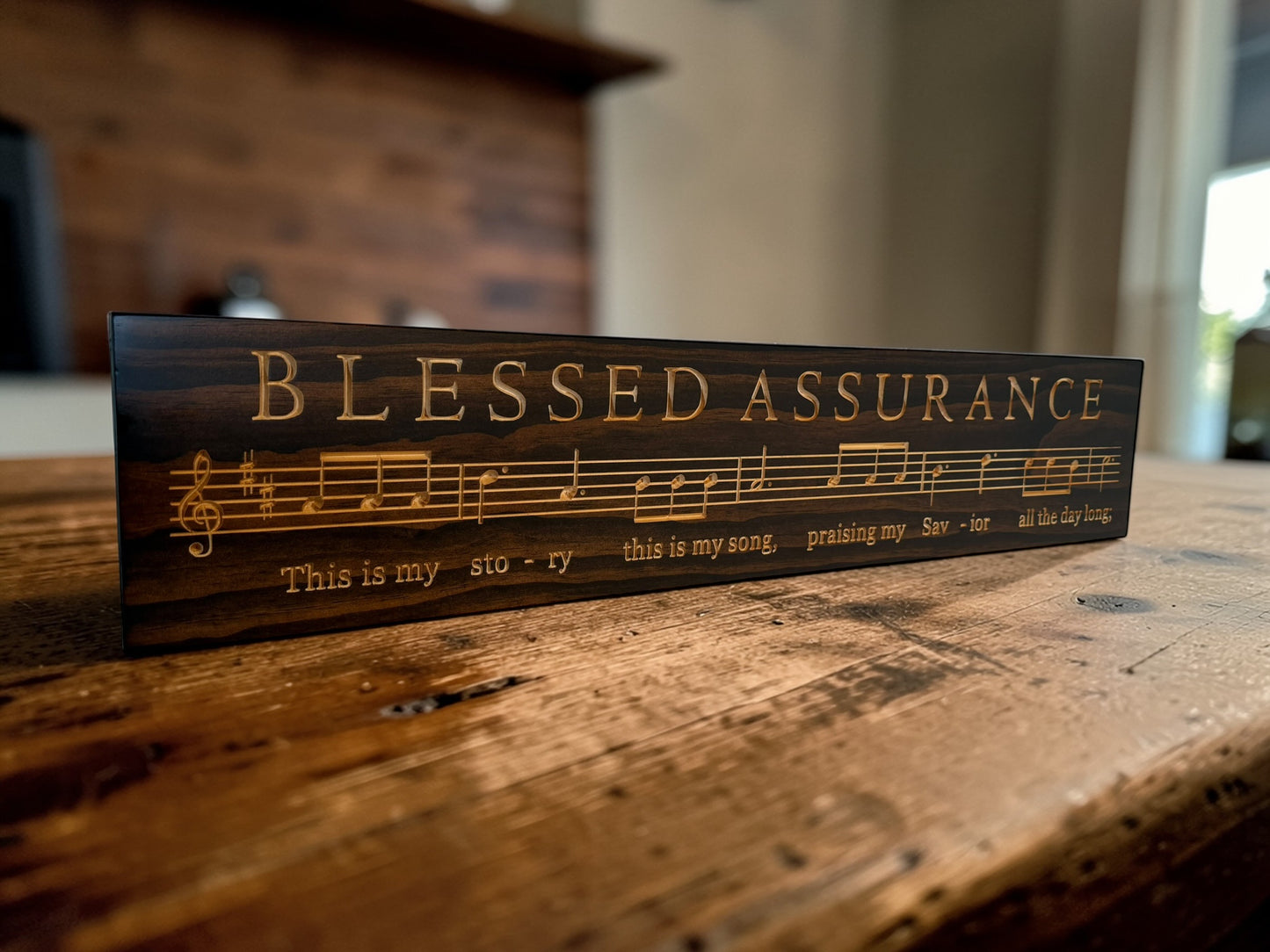 Blessed Assurance Hymn Wood Sign – 7” x 36”