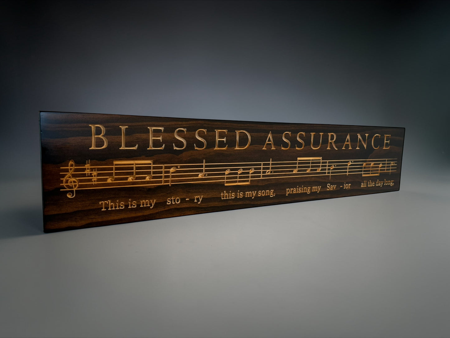 Blessed Assurance Hymn Wood Sign – 7” x 36”