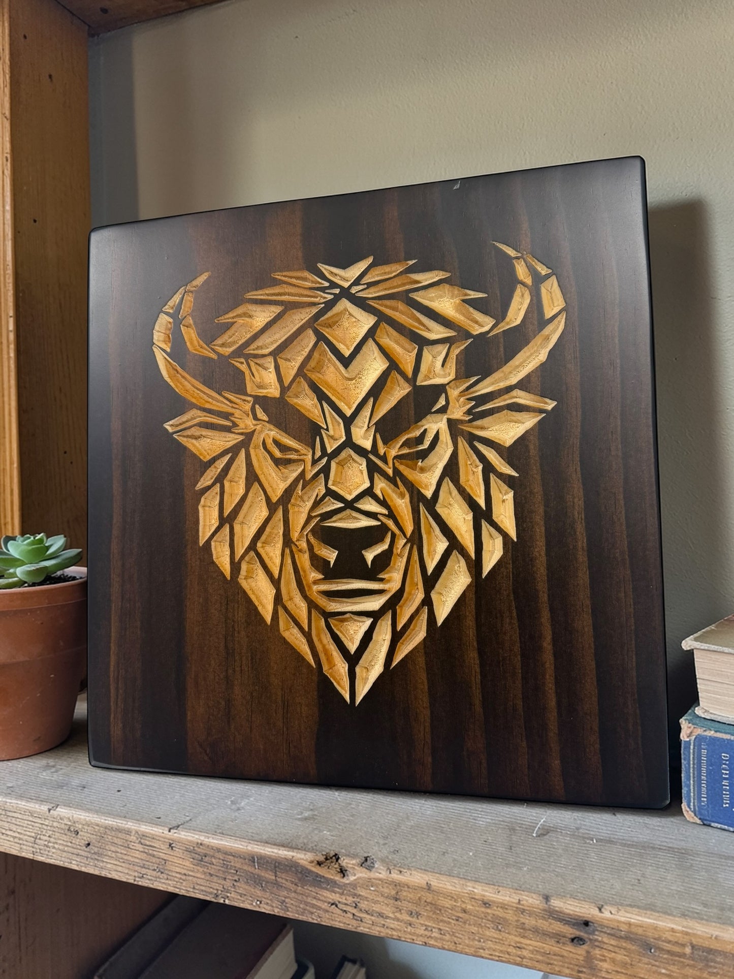 Geometric Bison Wall Art – Timber Apex Collection