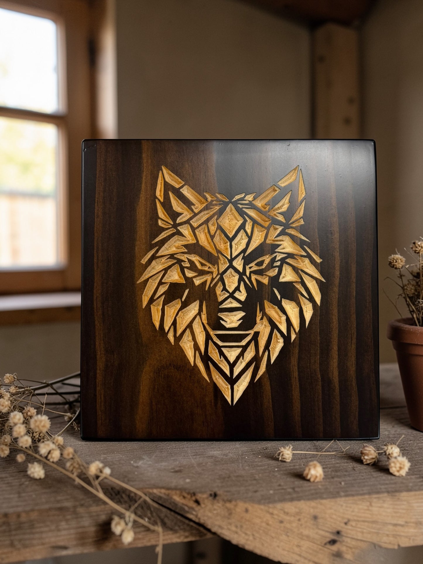 Geometric Wolf Wall Art – Timber Apex Collection