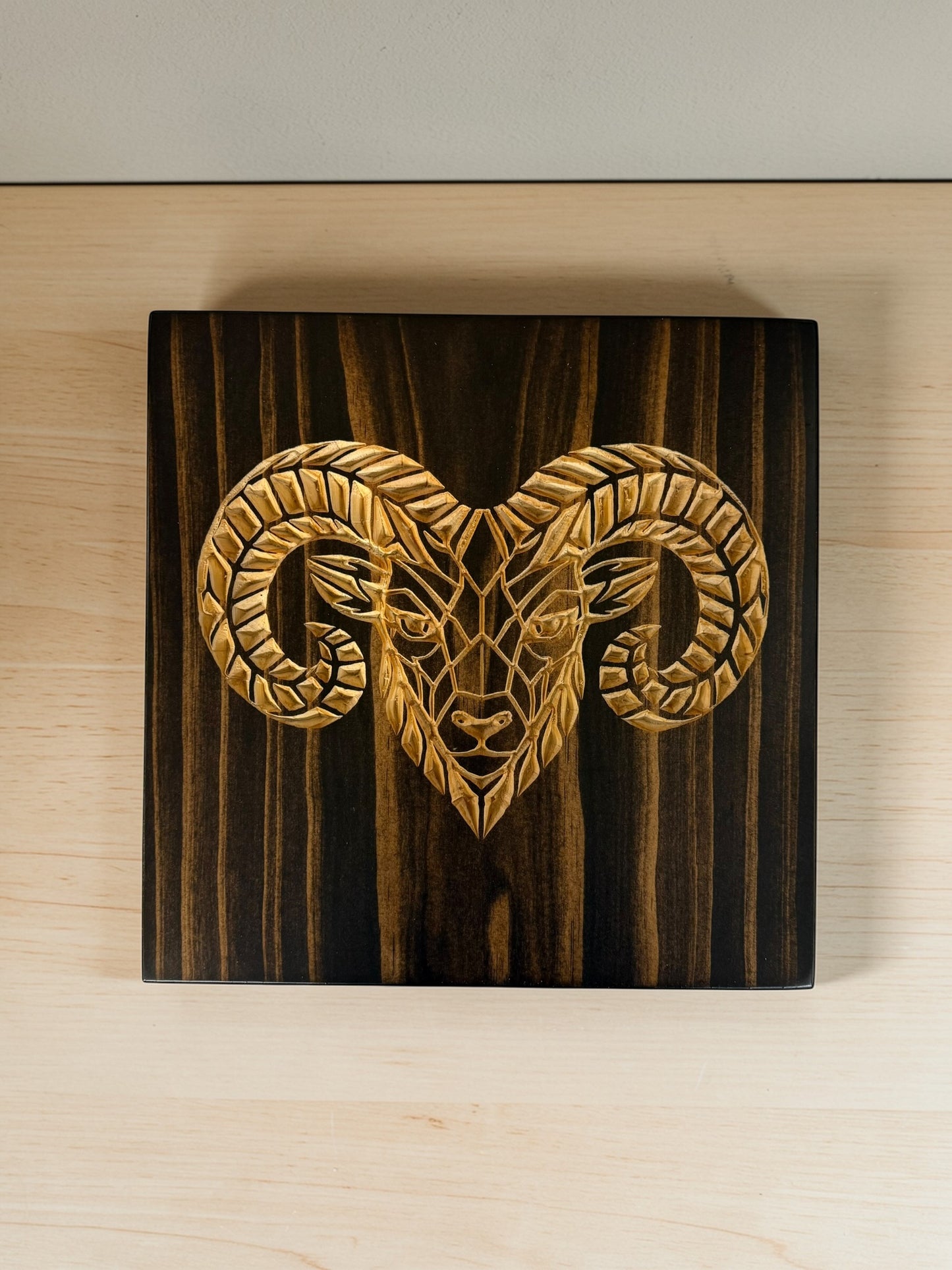 Geometric Ram Wall Art – Timber Apex Collection