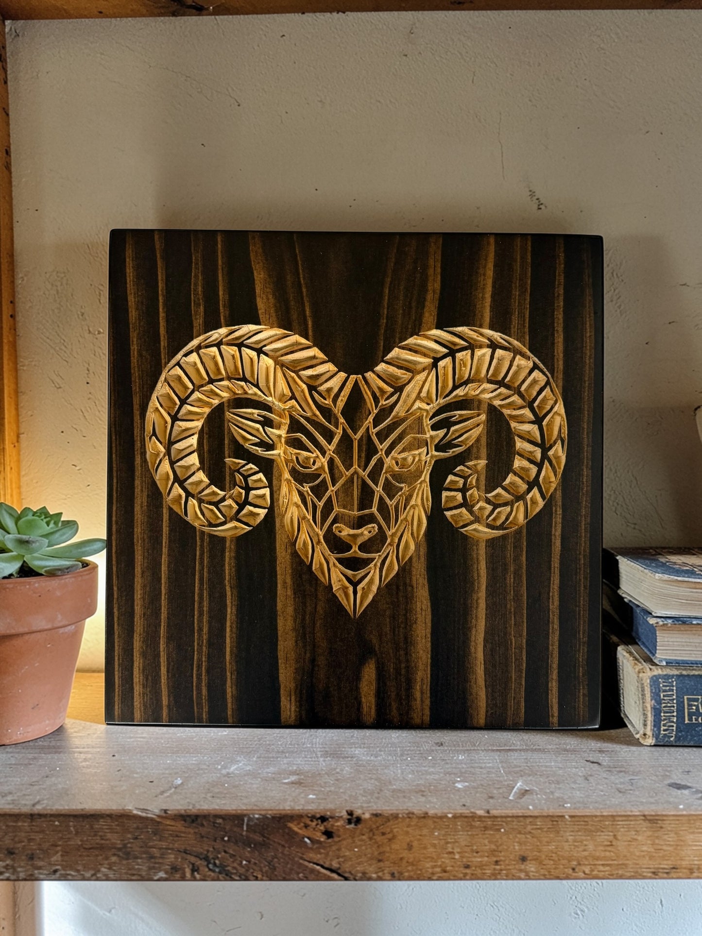 Geometric Ram Wall Art – Timber Apex Collection