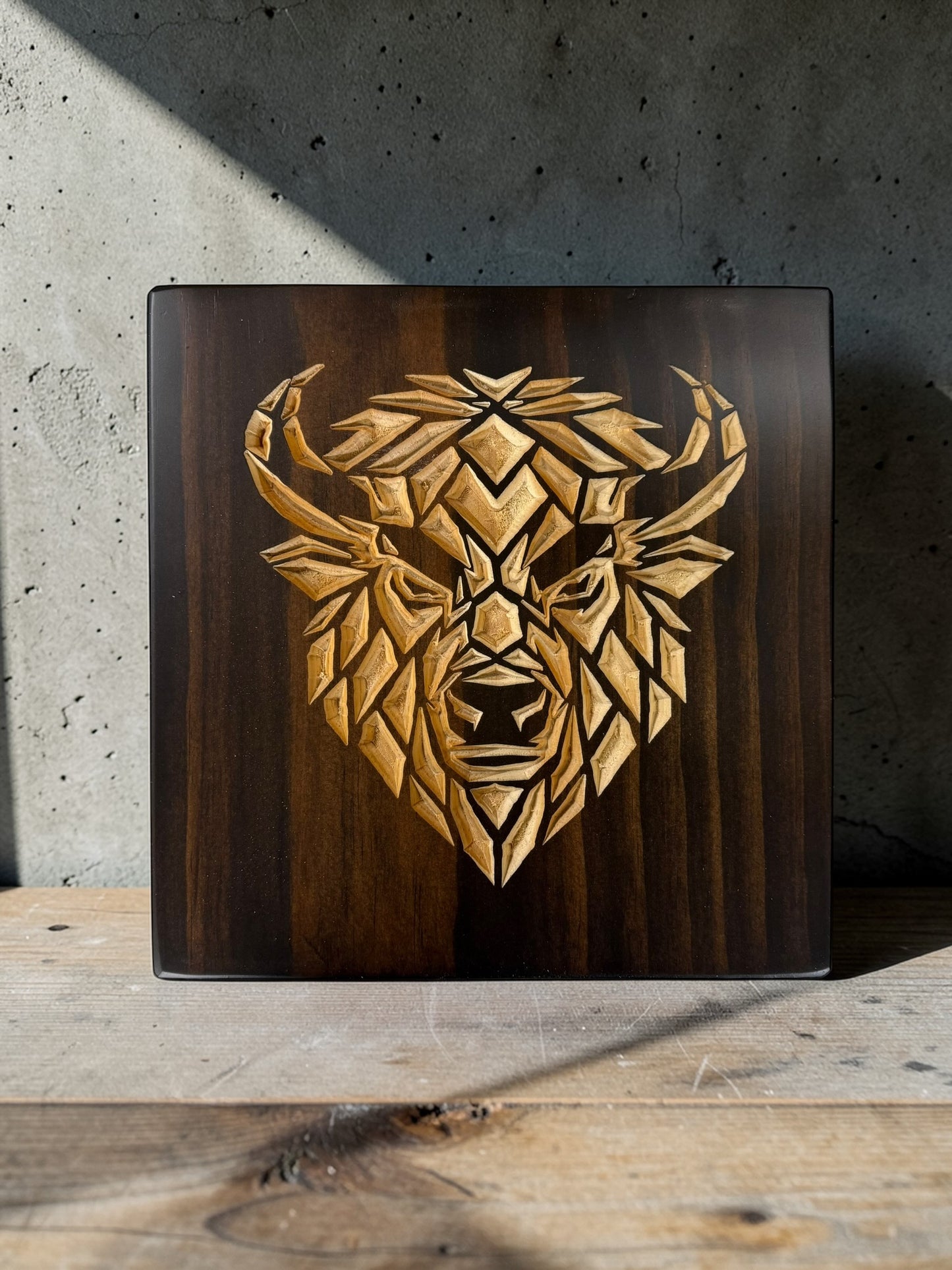 Geometric Bison Wall Art – Timber Apex Collection