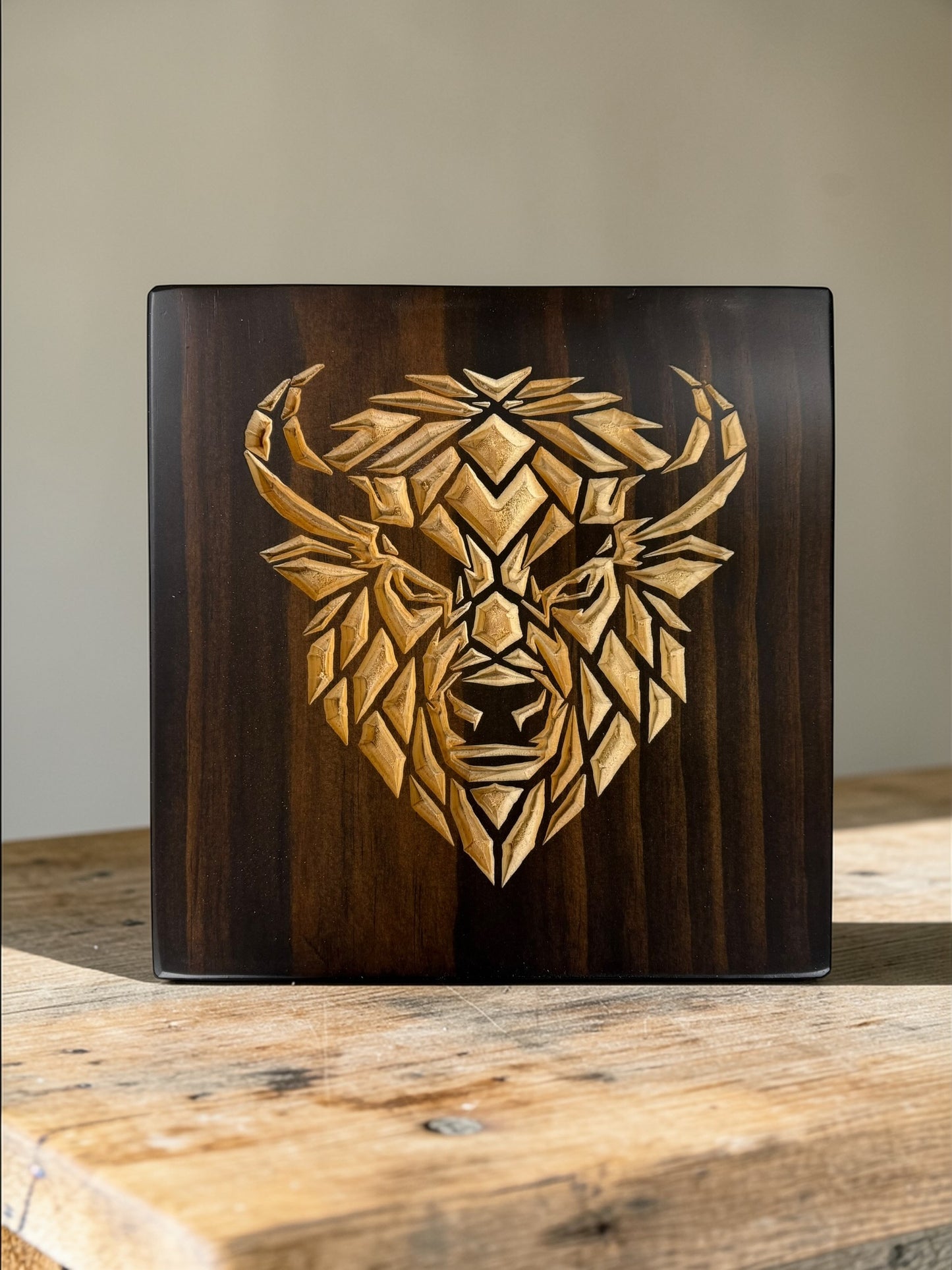 Geometric Bison Wall Art – Timber Apex Collection