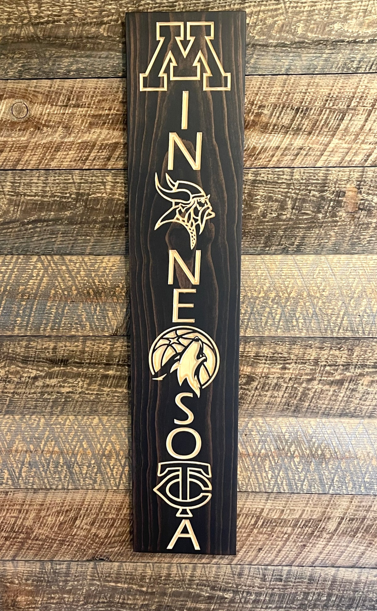 Mesota Sign Minnesota Team Sign-Wolves-Vertical – CARVEDN - Wood Signs