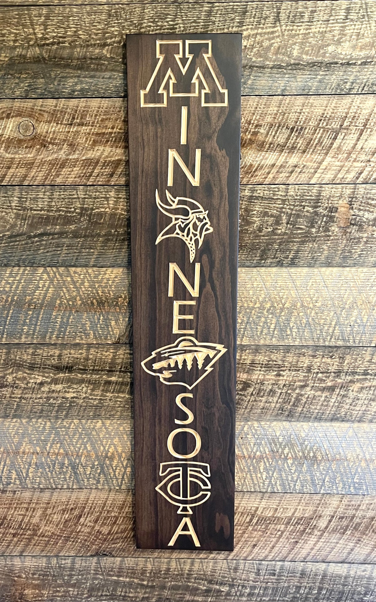 Mesota Sign Minnesota Team Sign-Wild Vertical – CARVEDN - Wood Signs