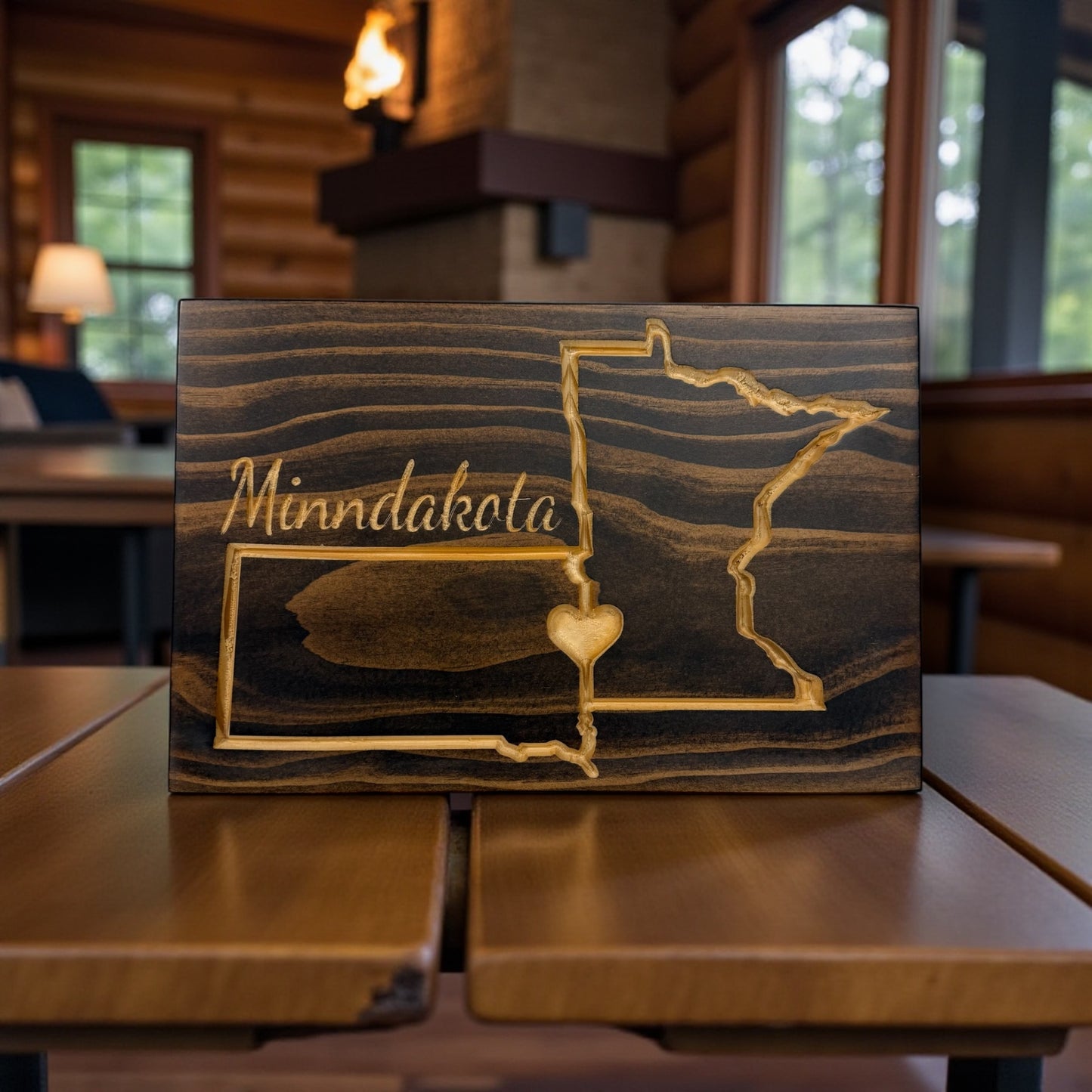 Minndakota Wood Sign – Minnesota & South Dakota State Wall Art
