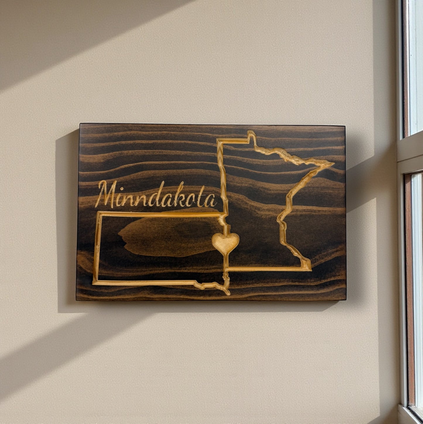 Minndakota Wood Sign – Minnesota & South Dakota State Wall Art