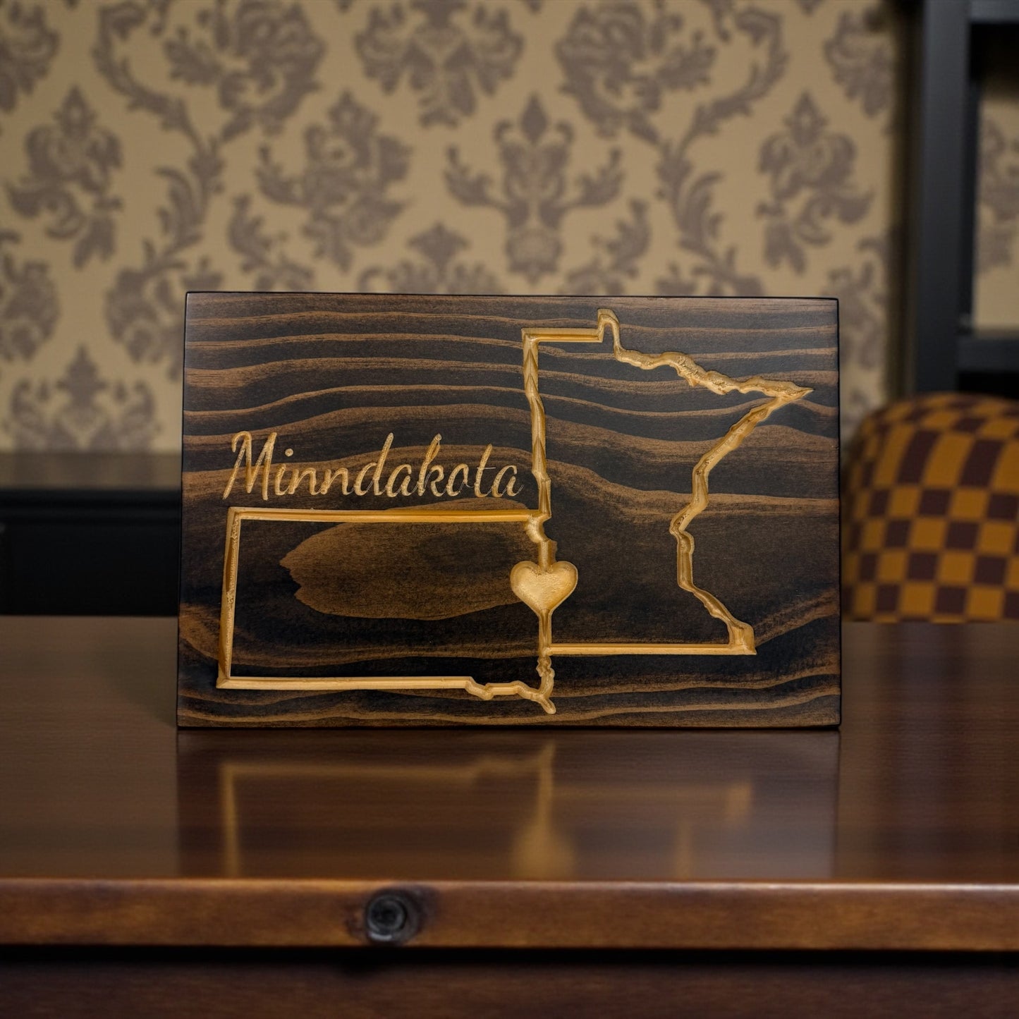 Minndakota Wood Sign – Minnesota & South Dakota State Wall Art