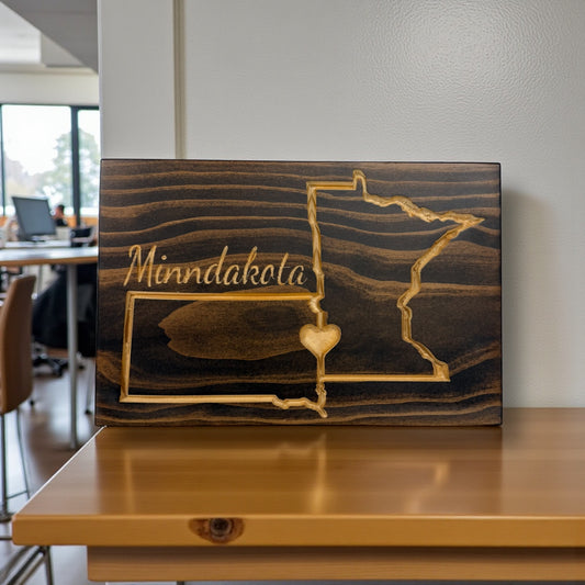 Minndakota Wood Sign – Minnesota & South Dakota State Wall Art