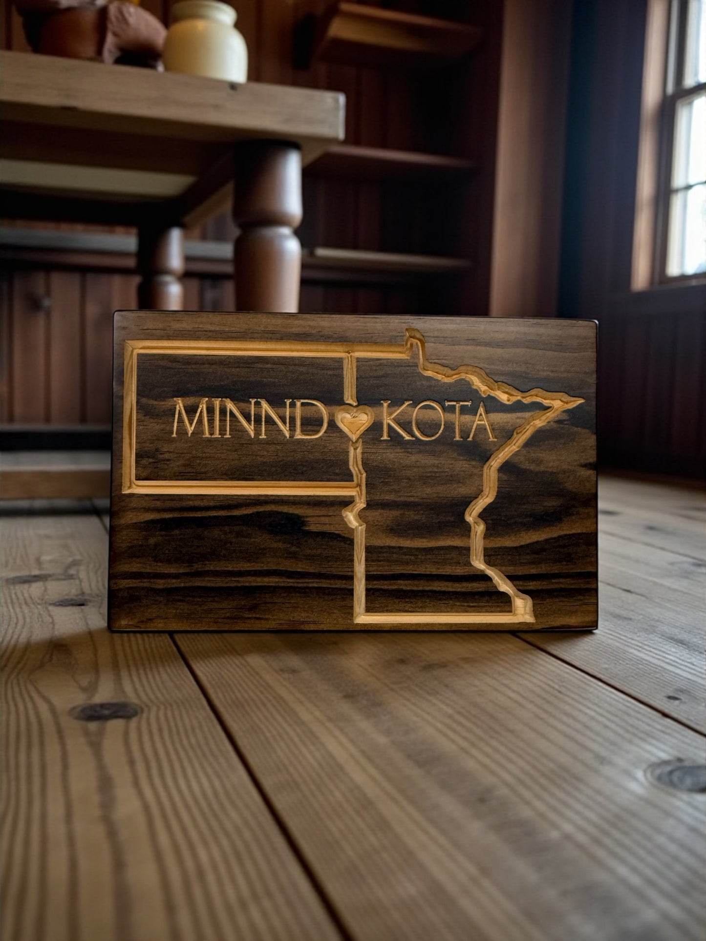 Minndakota Wood Sign – Minnesota & North Dakota State Wall Art