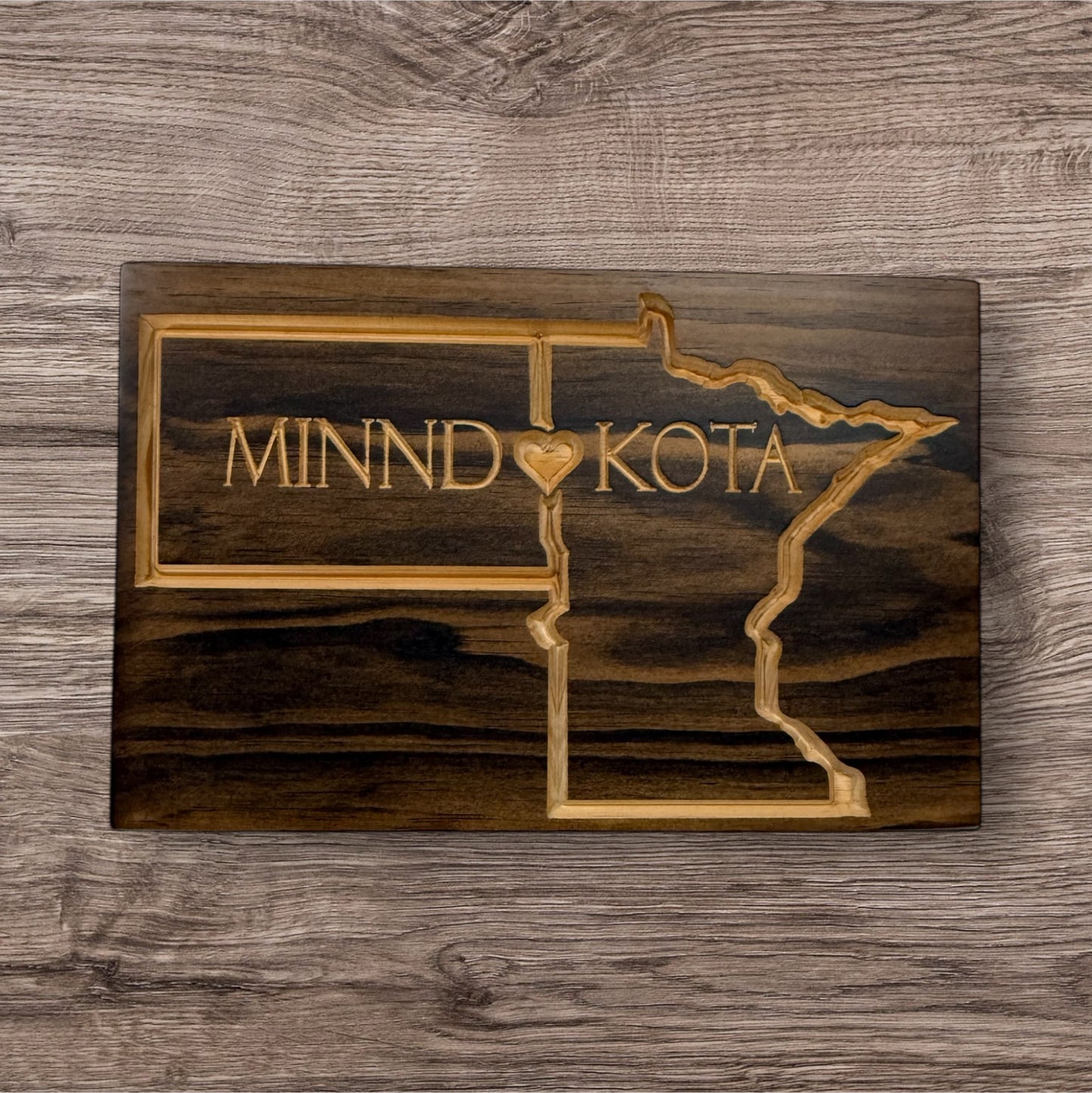 Minndakota Wood Sign – Minnesota & North Dakota State Wall Art