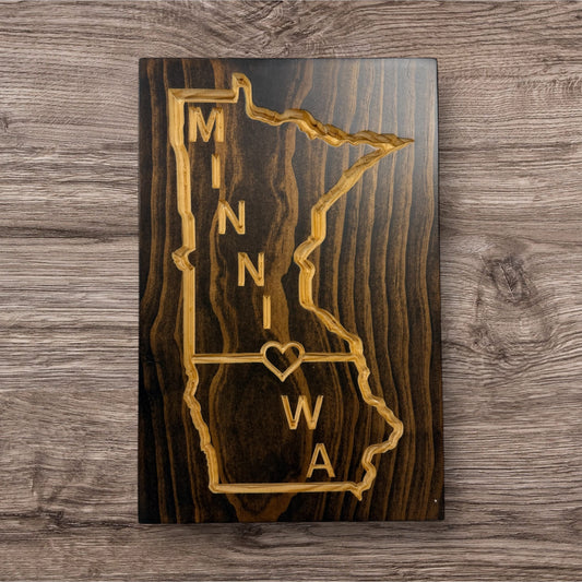 Minniowa Wood Sign – Minnesota & Iowa State Wall Art