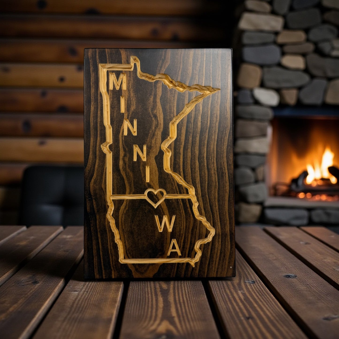 Minniowa Wood Sign – Minnesota & Iowa State Wall Art