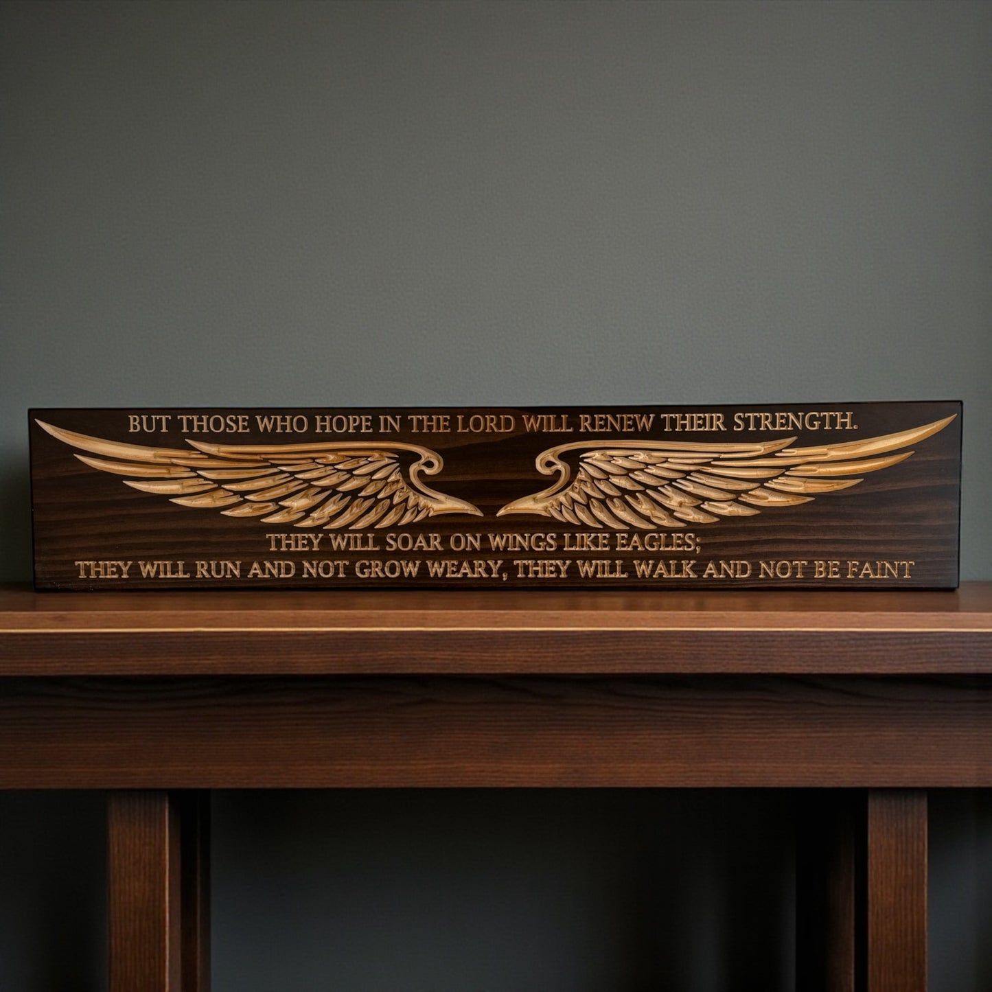 Isaiah 40:31 Eagle Wings Wood Sign