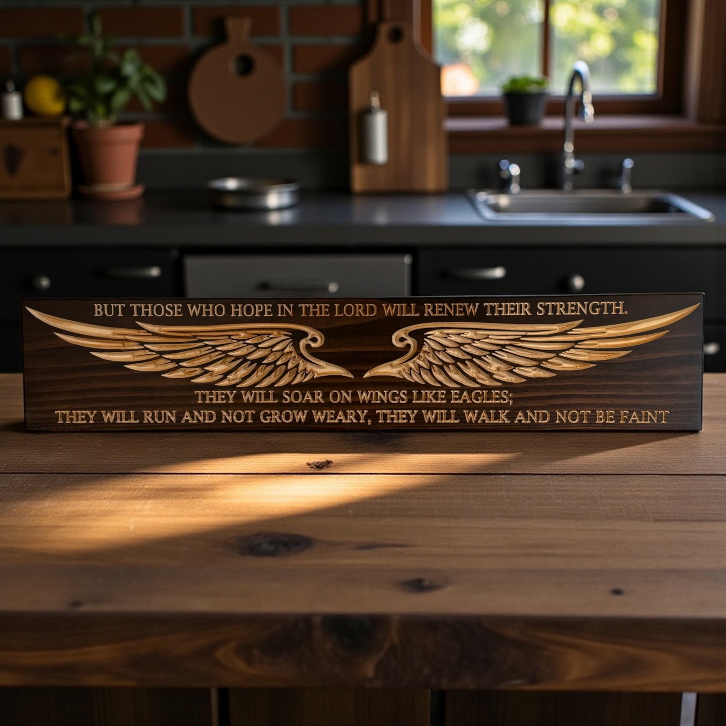 Isaiah 40:31 Eagle Wings Wood Sign