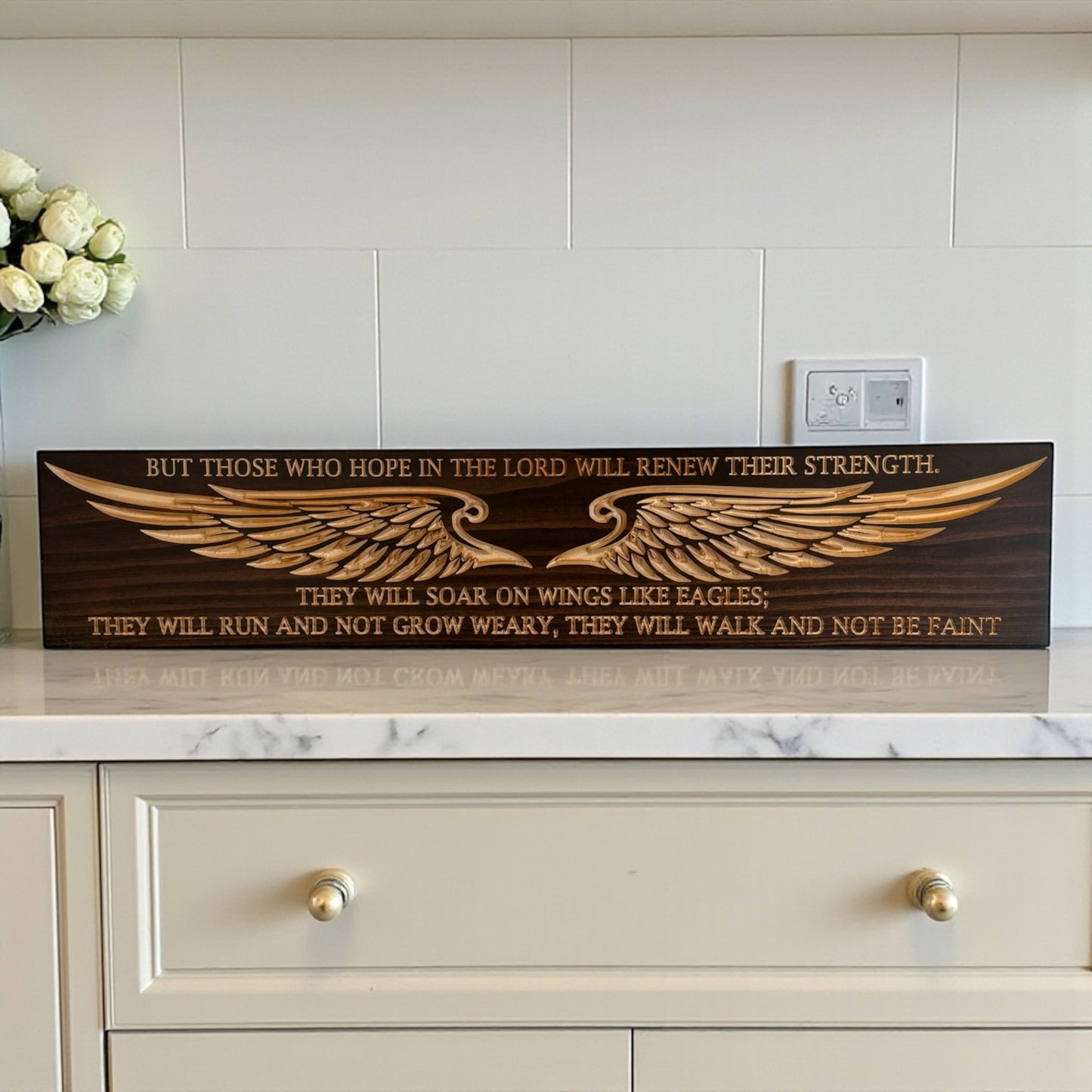 Isaiah 40:31 Eagle Wings Wood Sign