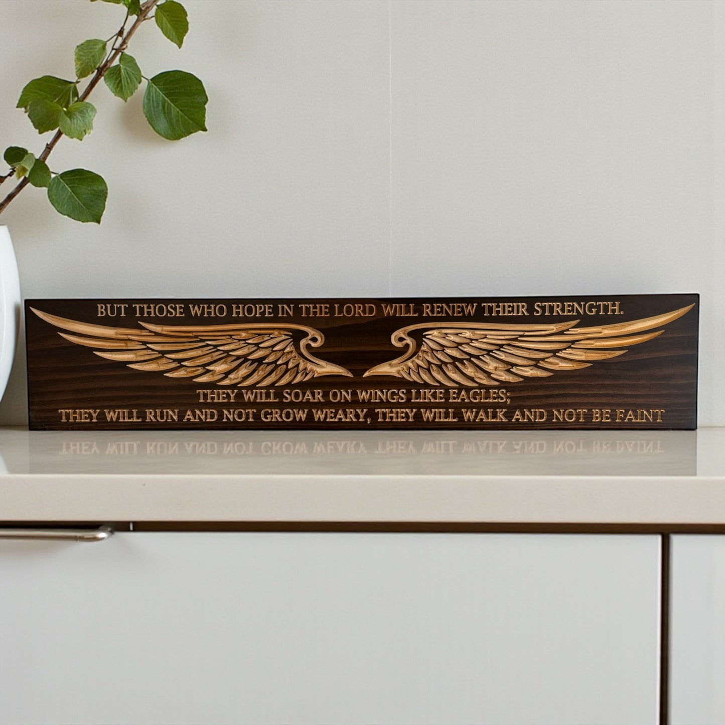 Isaiah 40:31 Eagle Wings Wood Sign