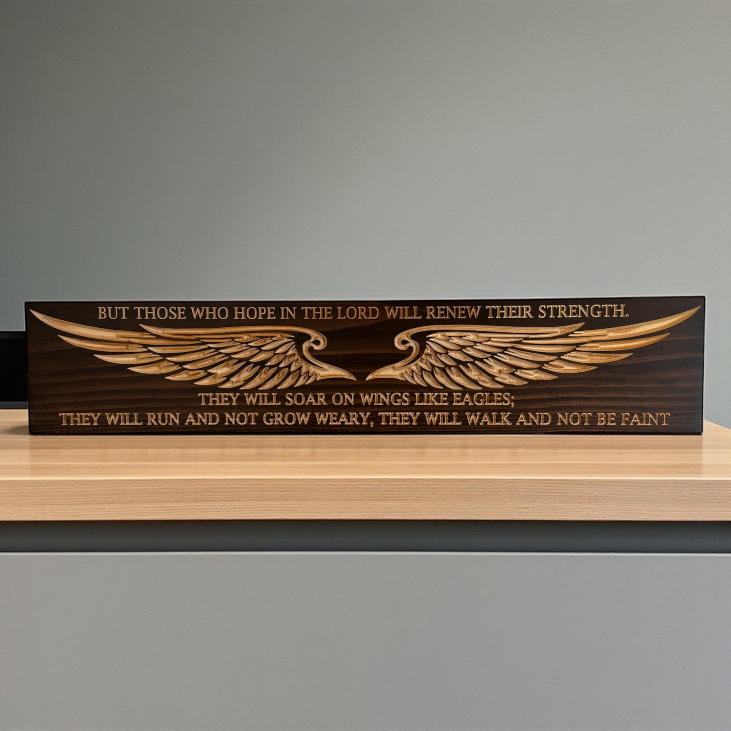 Isaiah 40:31 Eagle Wings Wood Sign