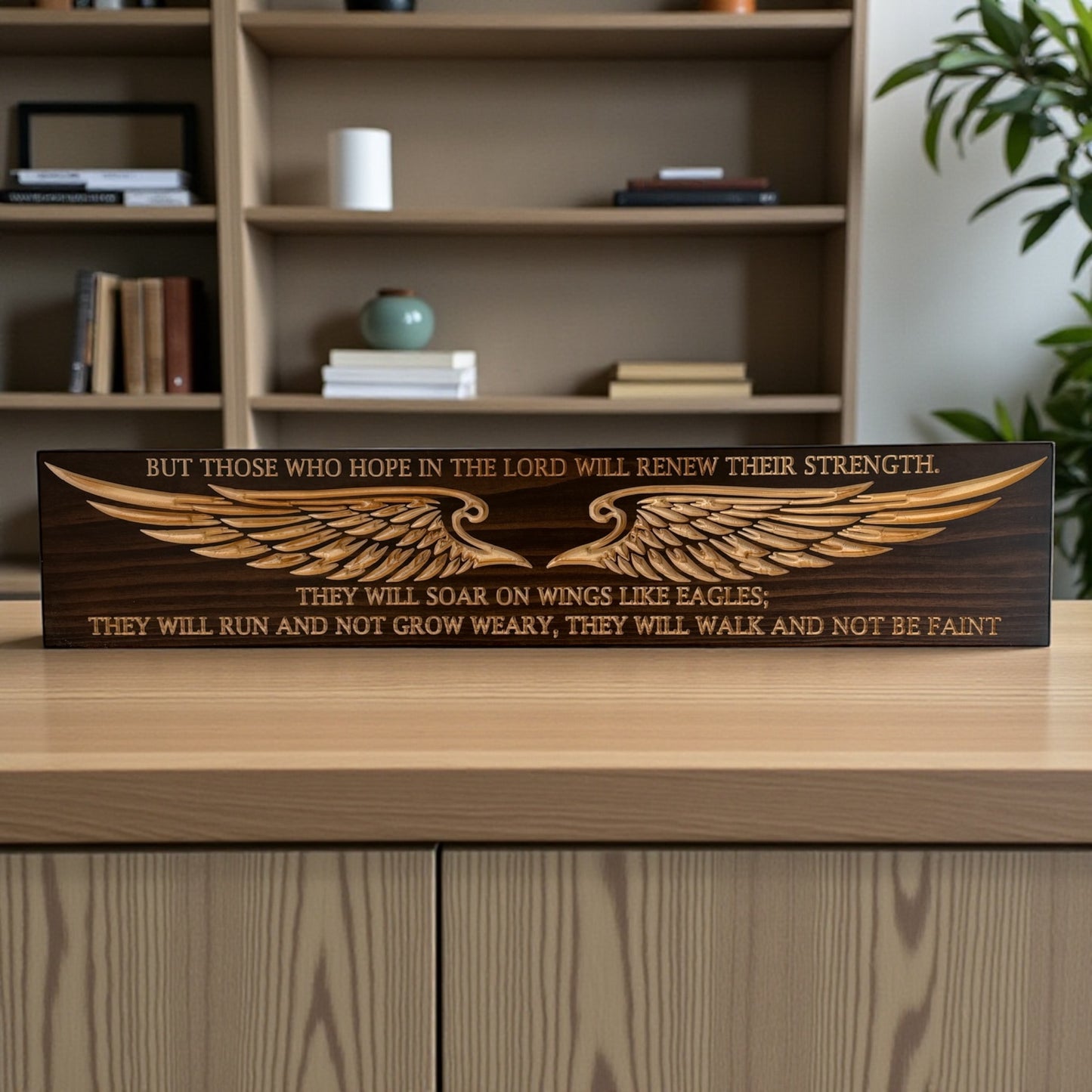 Isaiah 40:31 Eagle Wings Wood Sign