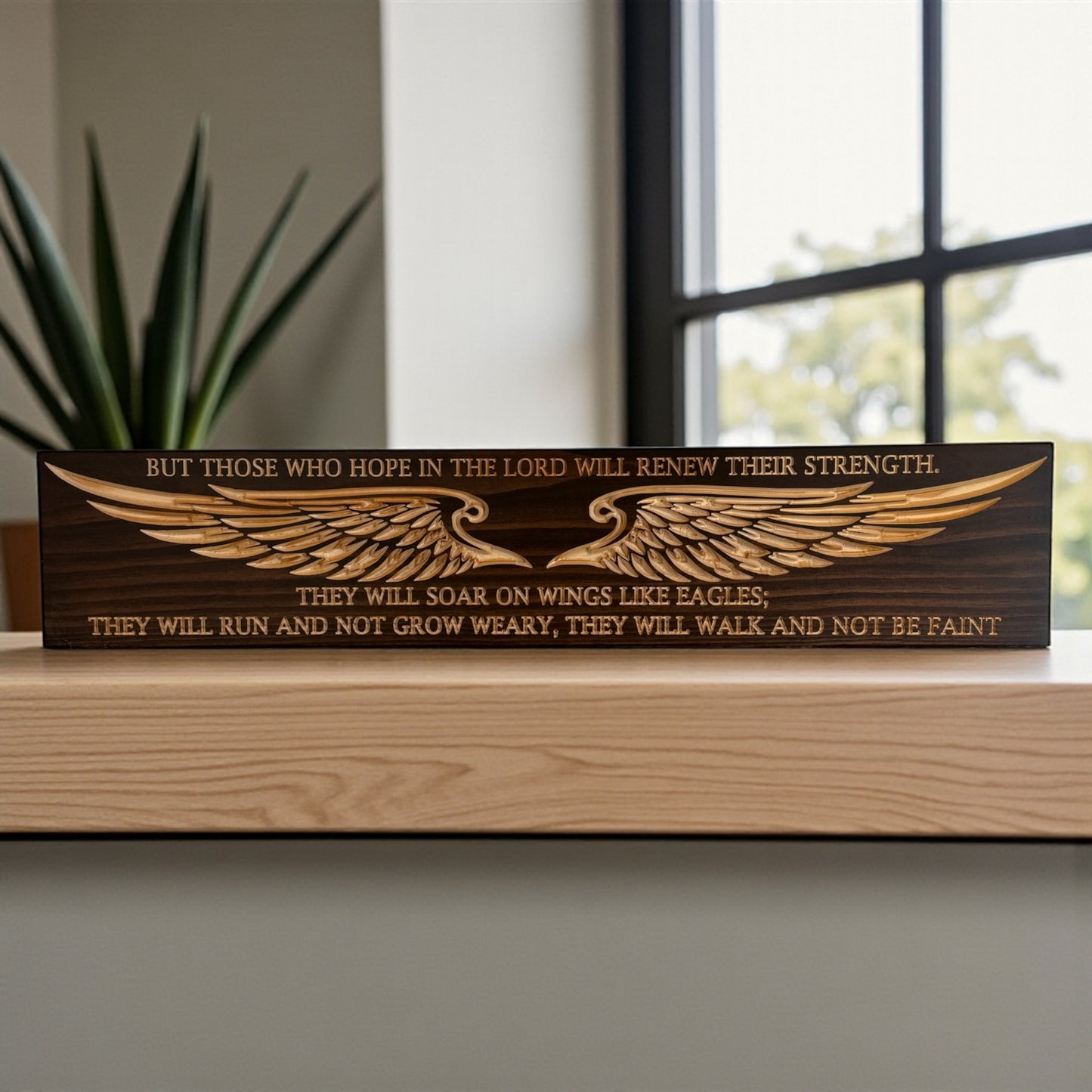 Isaiah 40:31 Eagle Wings Wood Sign