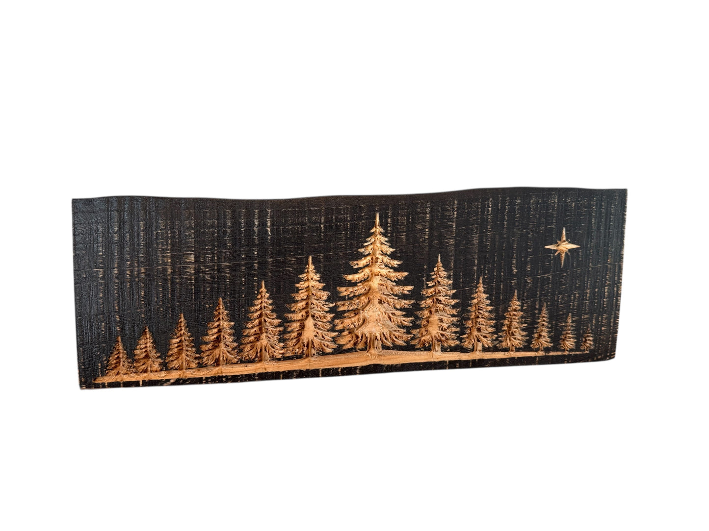 Midnight Pines — Live Edge Wood Shelf Art