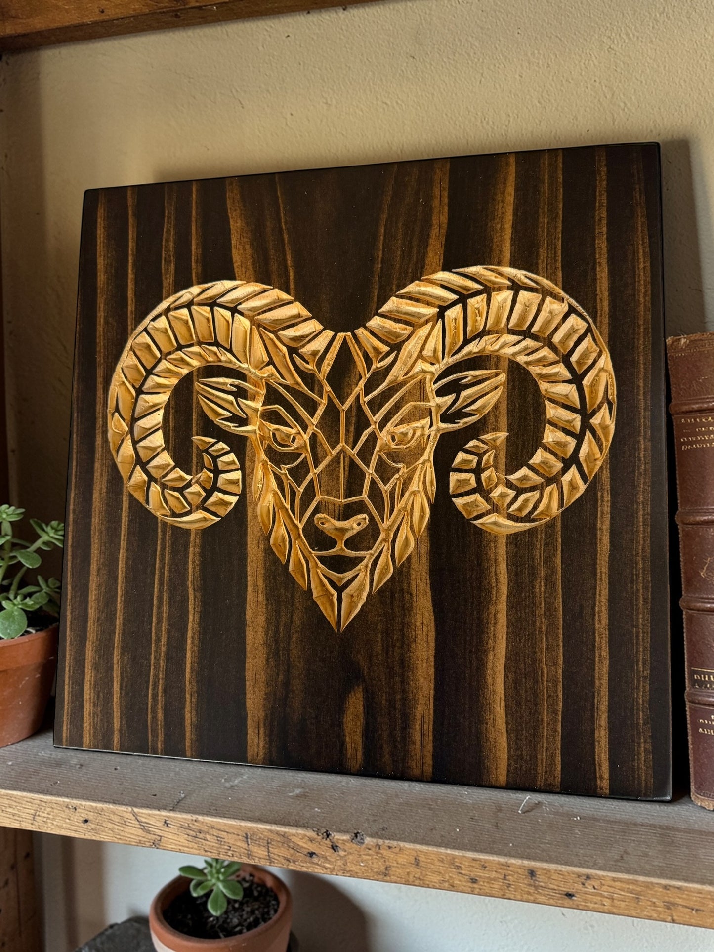 Geometric Ram Wall Art – Timber Apex Collection