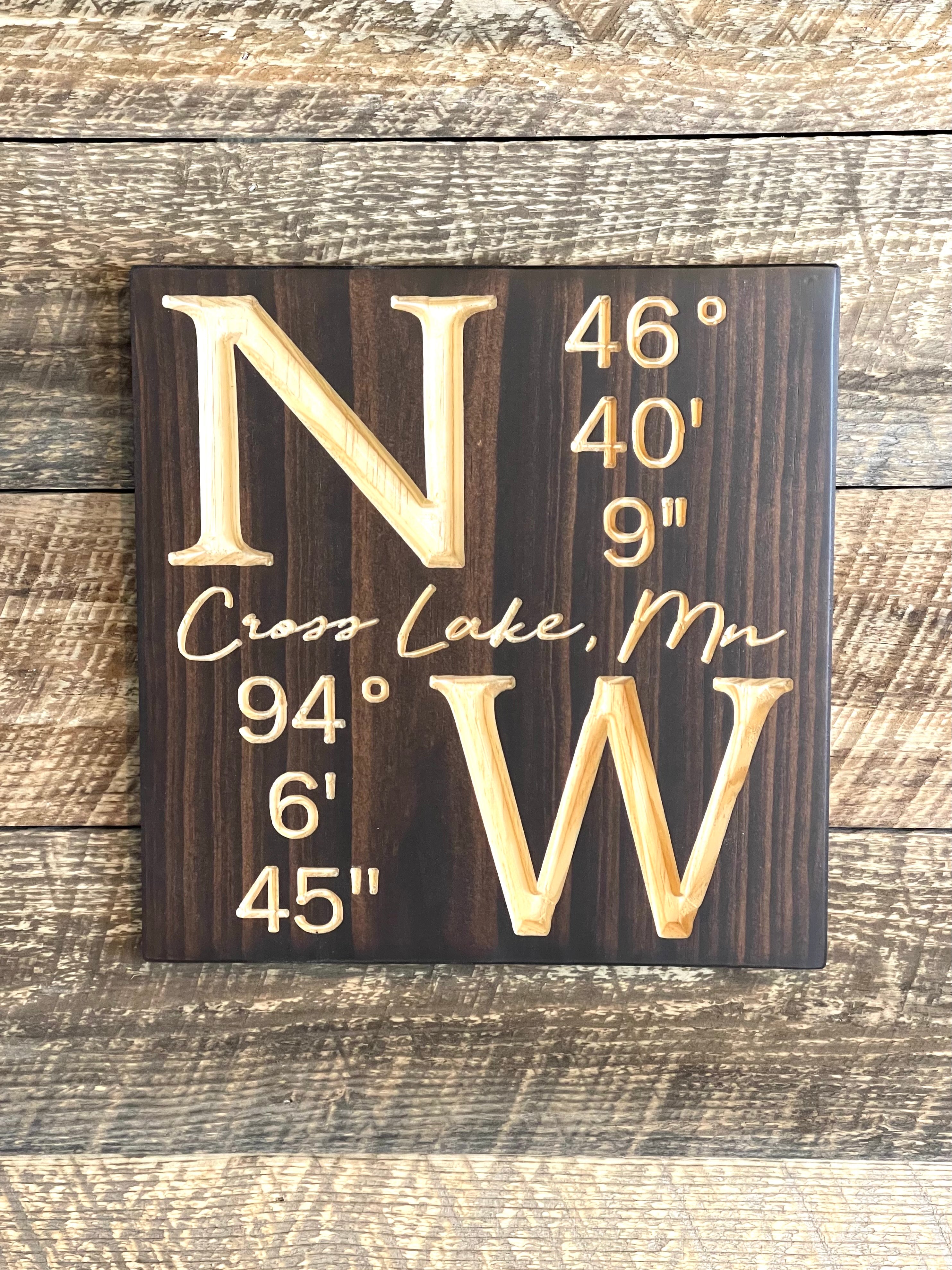 Lat Sign Latitude Longitude Customizable Sign β CARVEDN - Wood Signs